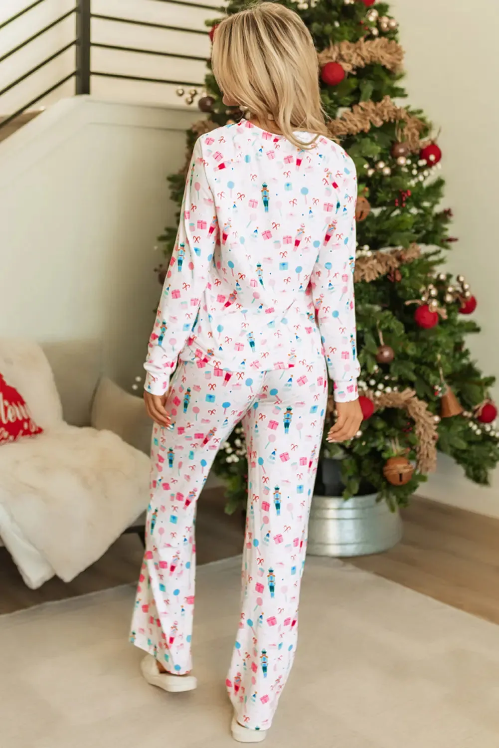 Christmas Pattern Long Sleeve Top and Wide Leg Pants Set sold by eAura product image thumbnail 2