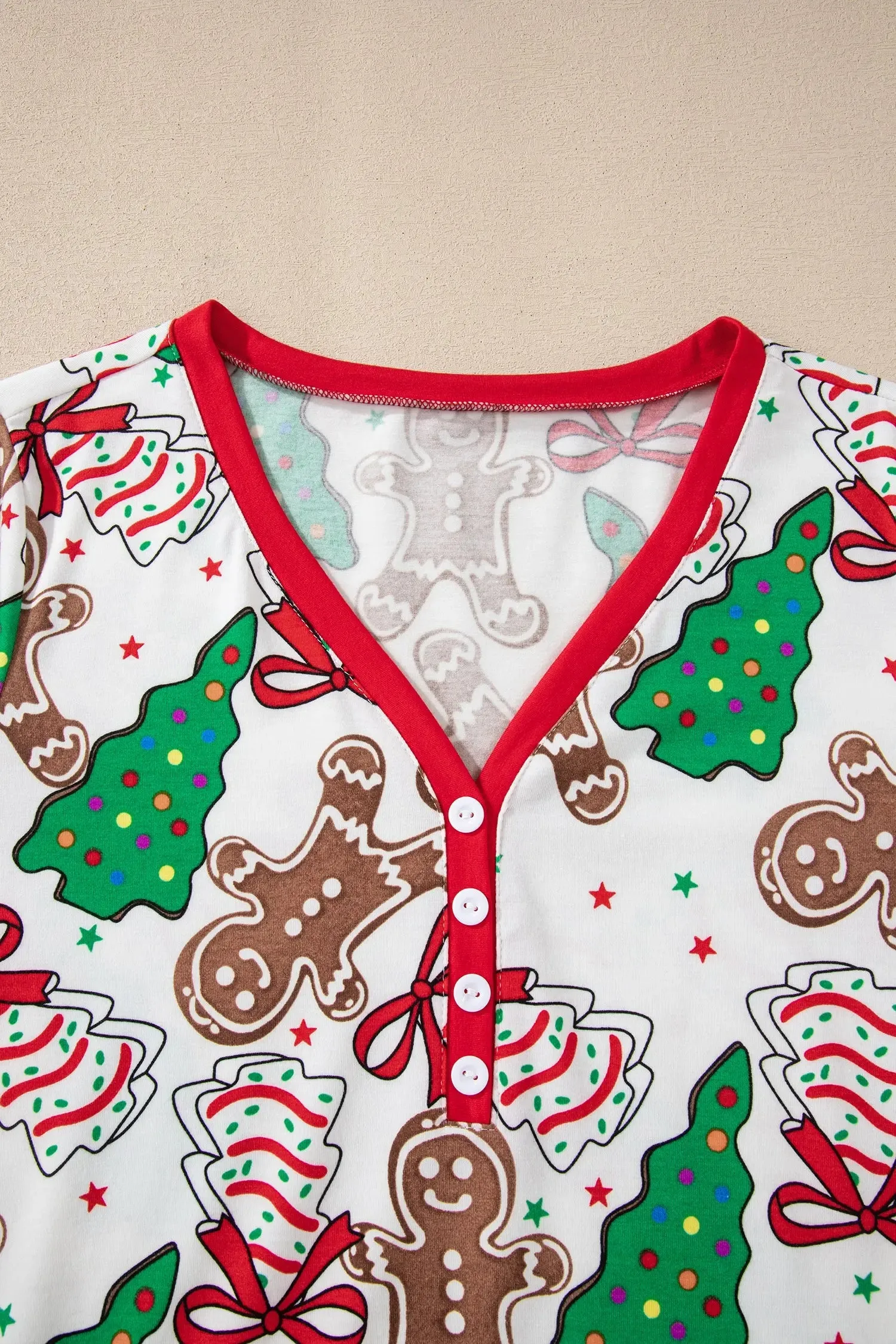 Christmas Pattern Button V-Neck Pyjamas sold by eAura product image thumbnail 3