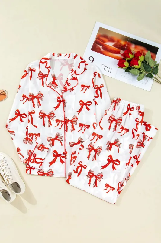 Christmas Bow Print Pyjama Set made by eAura