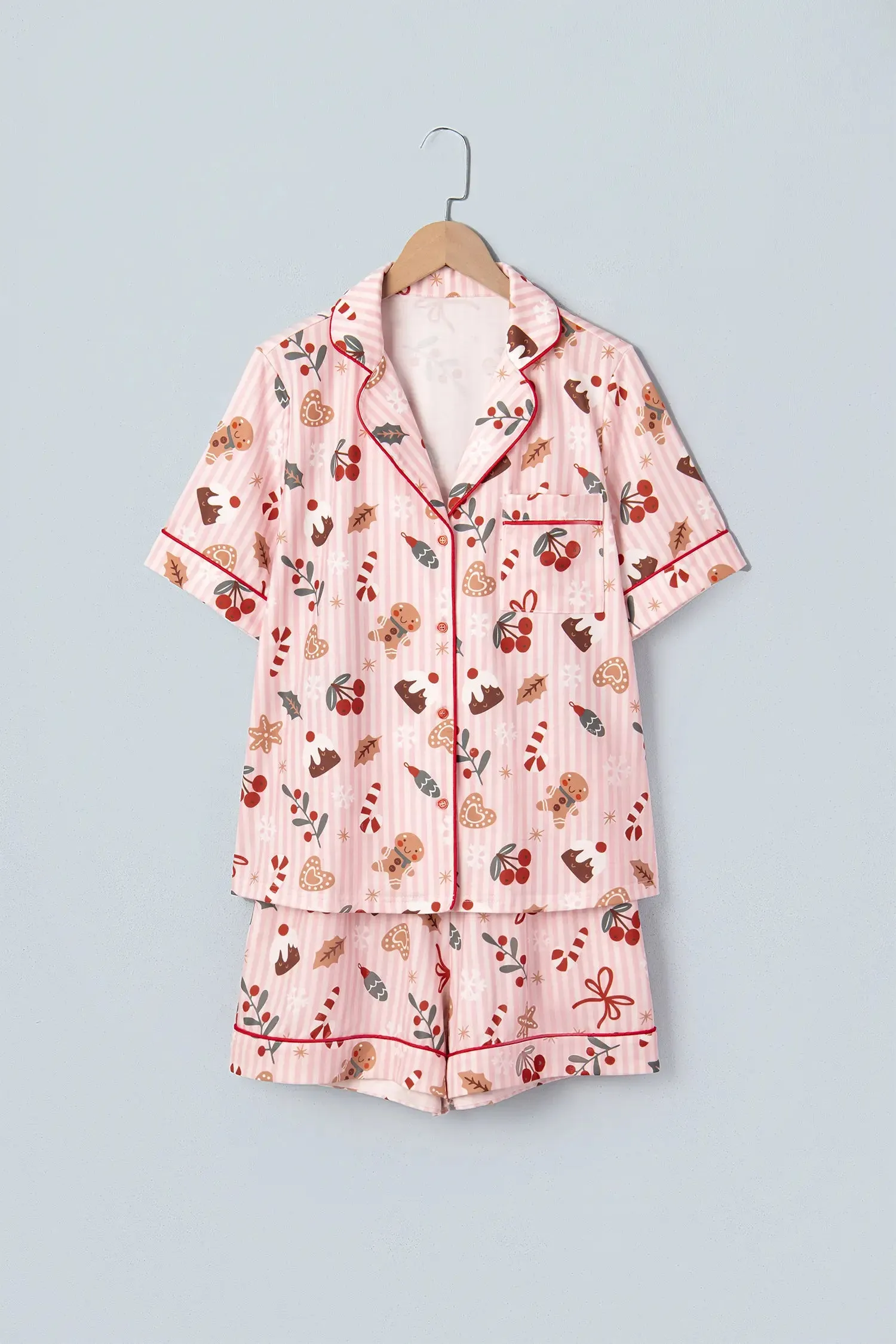 Short Sleeve Two Piece Lounge Set with Abstract Christmas Print sold by eAura product image thumbnail 5