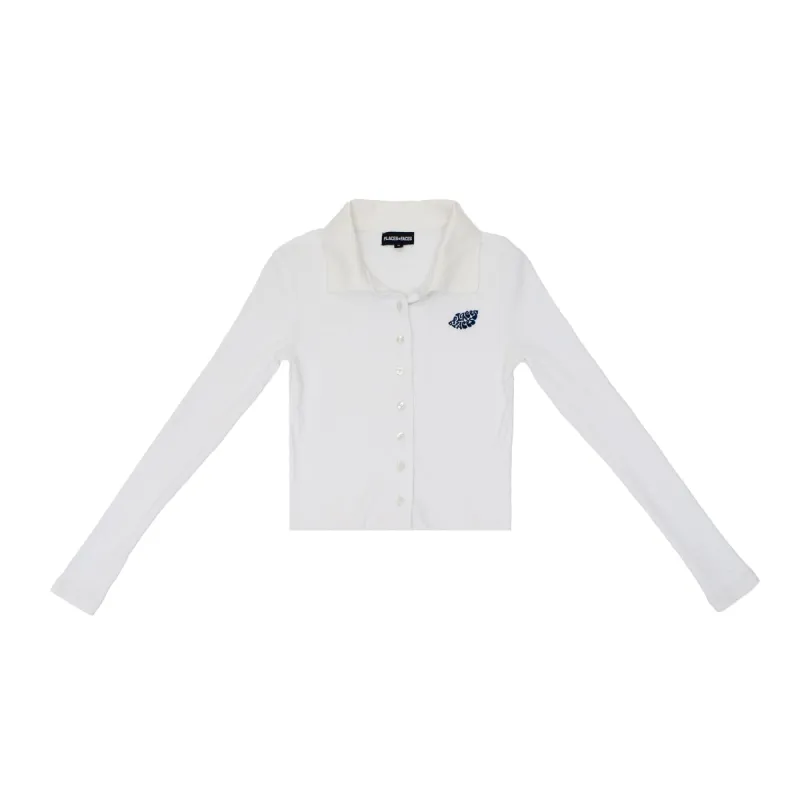LONGSLEEVE BUTTON UP POLO - WHITE made by Places + Faces
