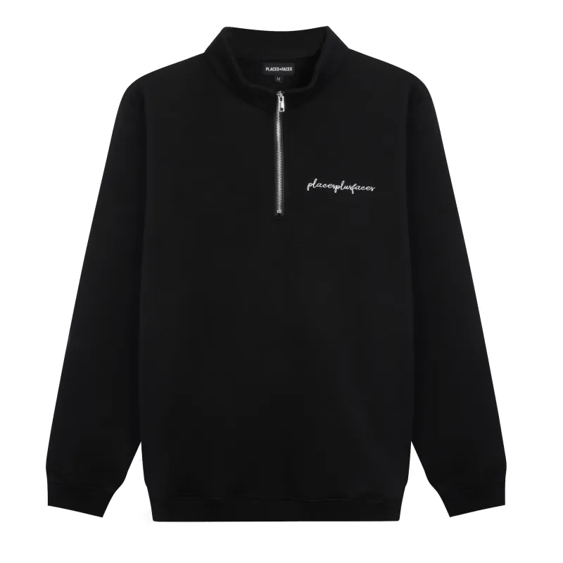 SIGNATURE 1/4 ZIP SWEATSHIRT - BLACK made by Places + Faces