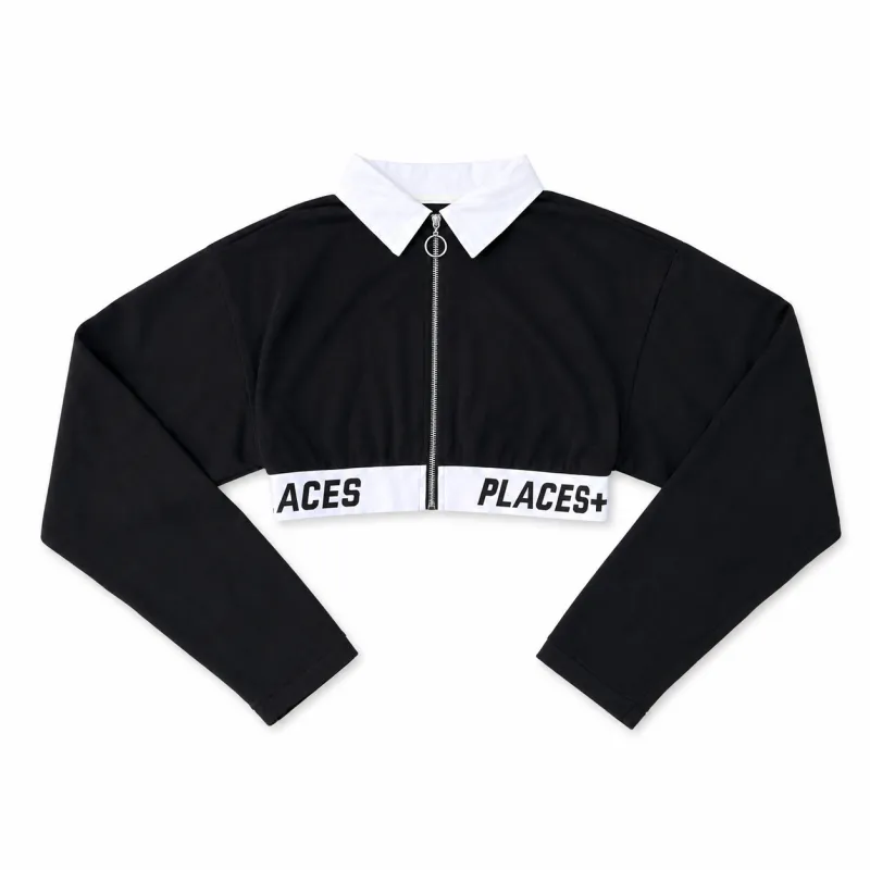 CROP KNITEED ZIP POLO - SAMPLE made by Places + Faces