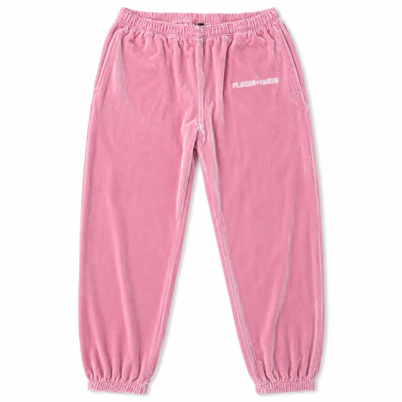 PINK VELOUR TRACK PANTS SMALL LOGO - SAMPLE made by Places + Faces