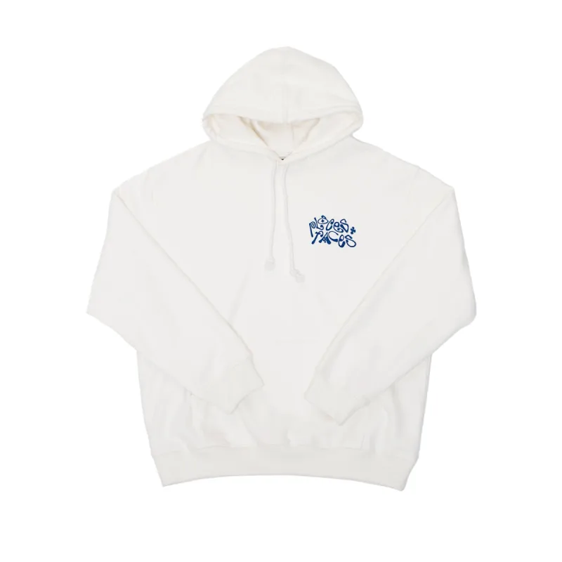 CURLY LOGO HOODIE - WHITE/NAVY sold by Places+Faces