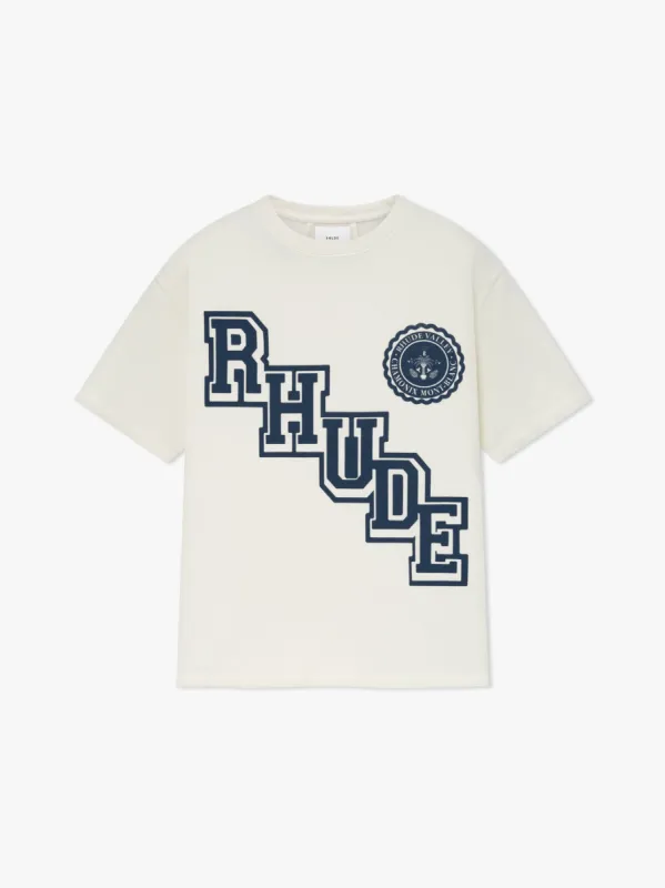 RHUDE COLLEGIATE CREST TEE sold by Rhude