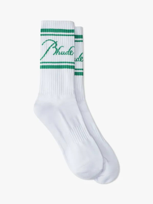 RHUDE SCRIPT LOGO SOCK sold by Rhude