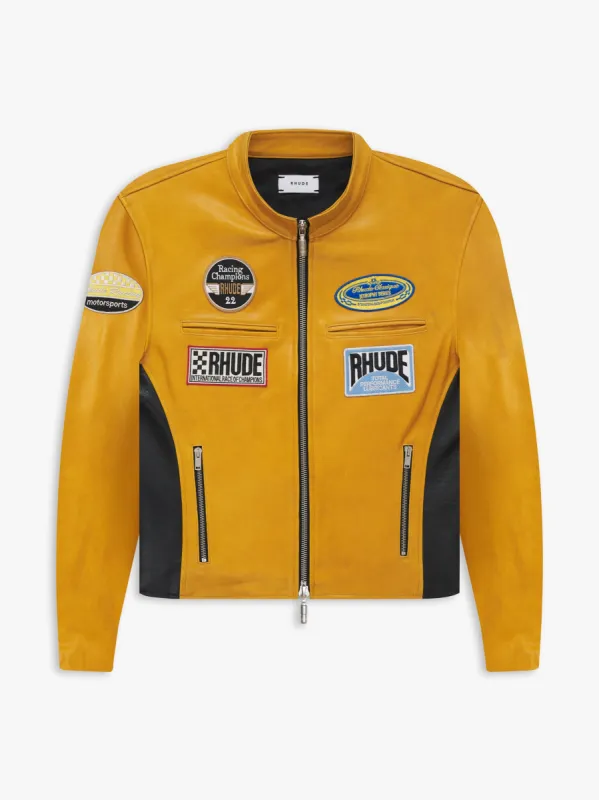 LEATHER RACING JACKET sold by Rhude