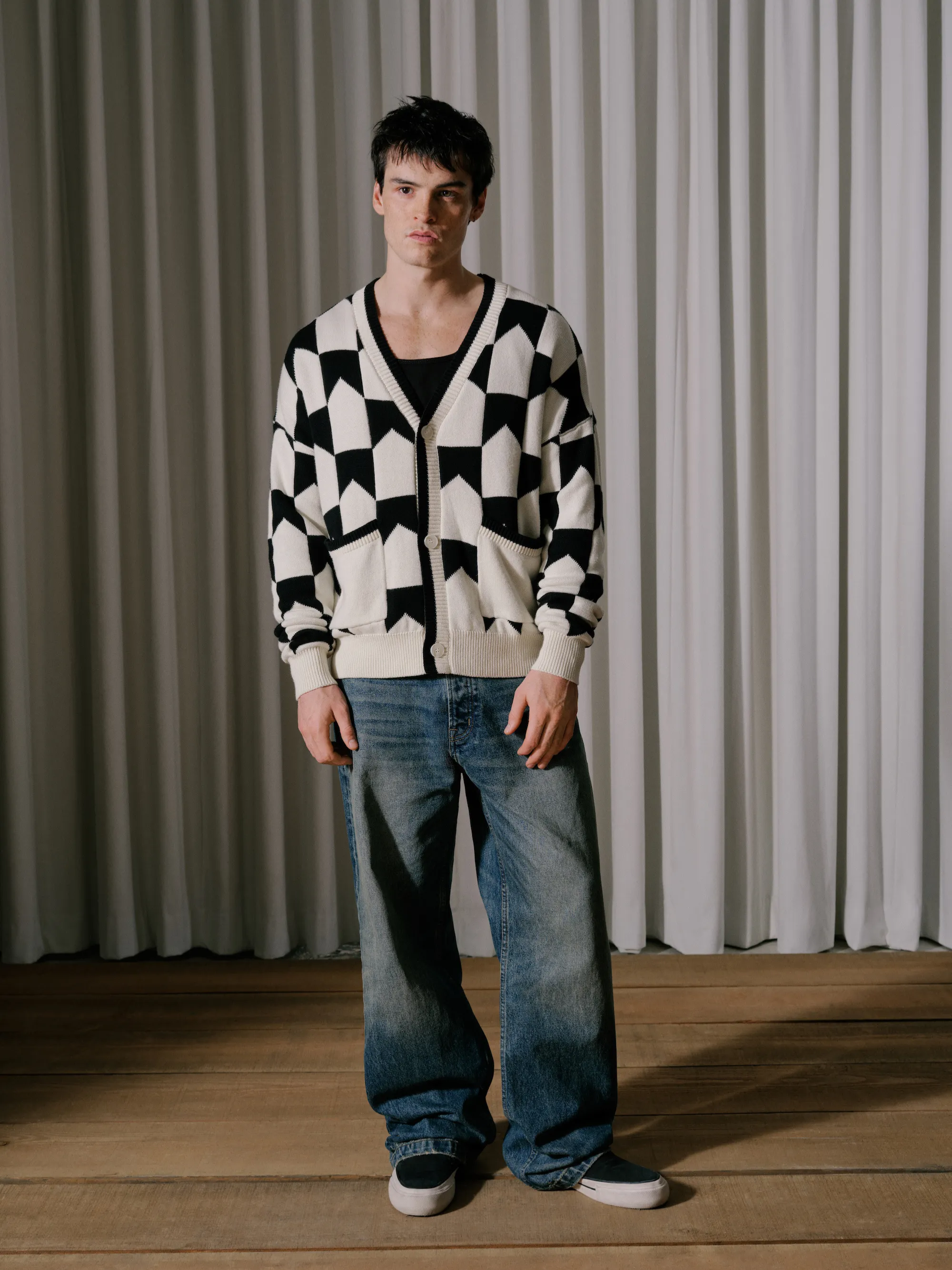 CHEVRON CHECKERED KNIT CARDIGAN sold by Rhude product image thumbnail 2