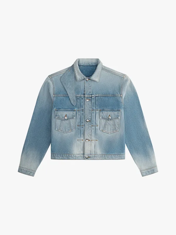 NECK-STRAP DROP-NECK DENIM TRUCKER JACKET sold by Rhude