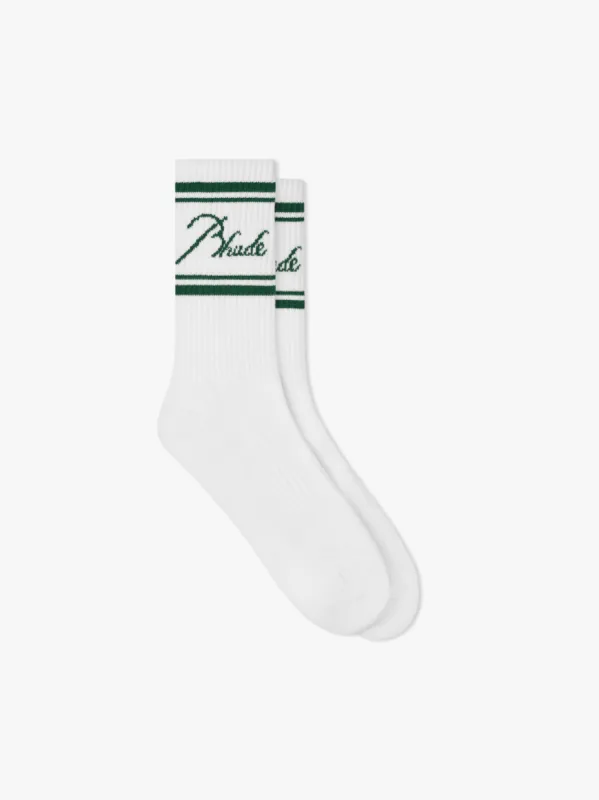 RHUDE SCRIPT LOGO SOCK sold by Rhude