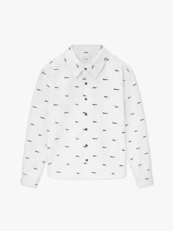 RHUDE CRUISE PATTERN DENIM OVERSHIRT sold by Rhude