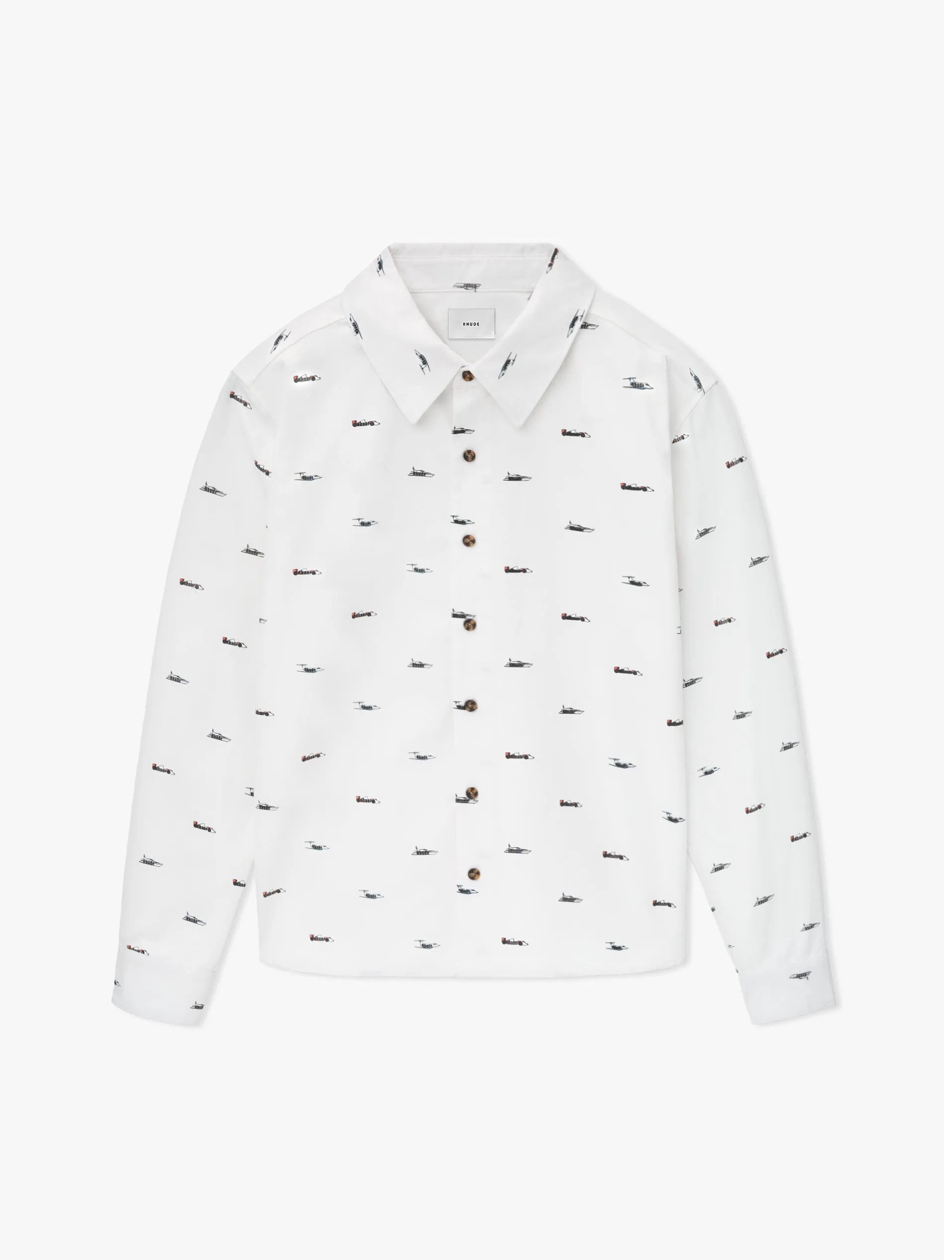 RHUDE CRUISE PATTERN DENIM OVERSHIRT sold by Rhude