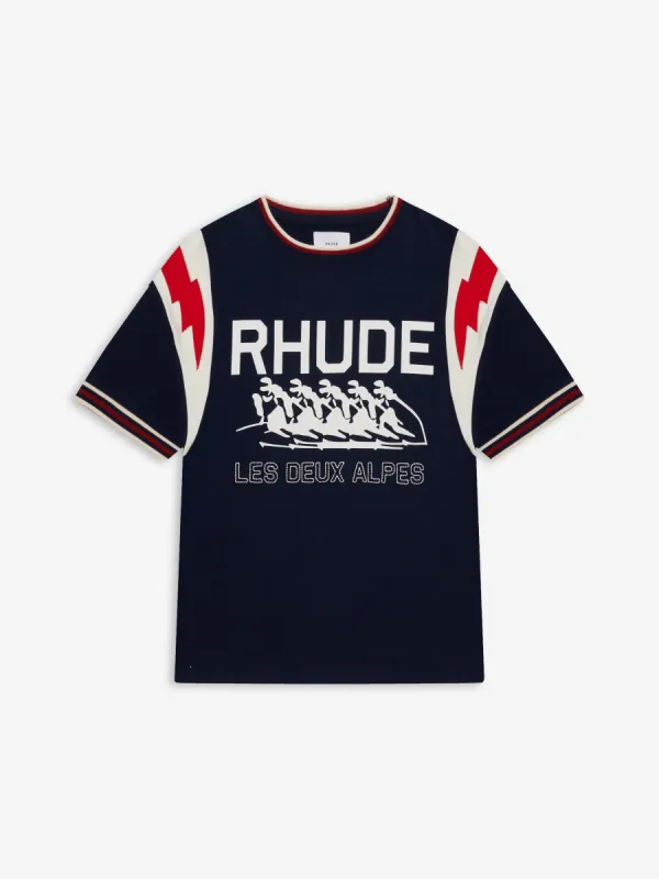RHUDE LIGHTNING RINGER JERSEY TEE sold by Rhude