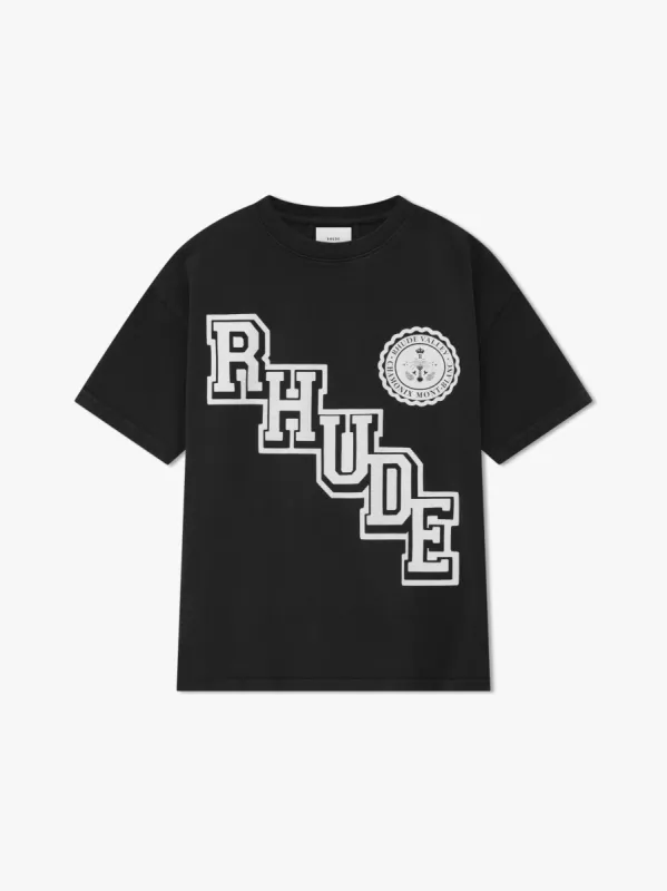 RHUDE COLLEGIATE CREST TEE sold by Rhude