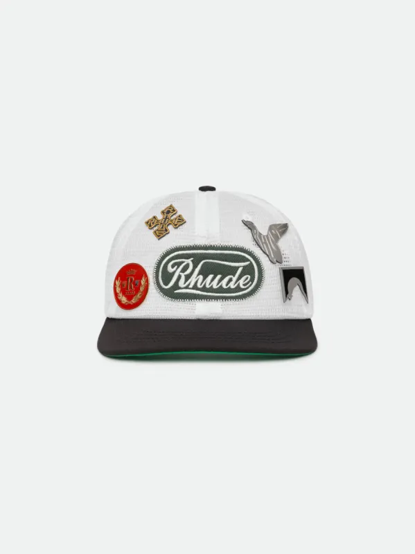 RHUDE PATCH MESH TRUCKER HAT sold by Rhude
