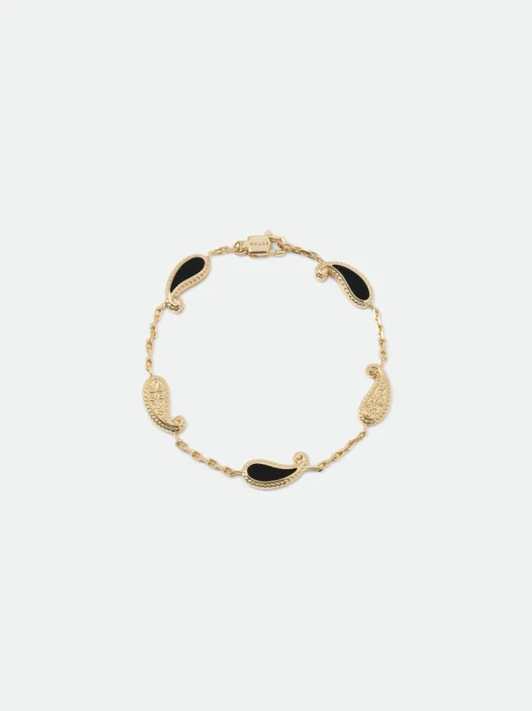 TEARS OF JOY BRACELET — 14K YELLOW GOLD/ONYX sold by Rhude