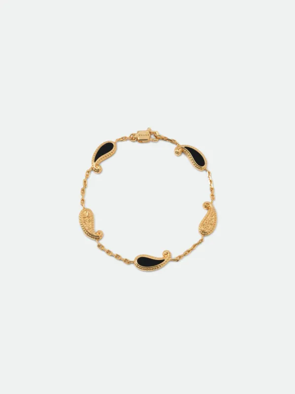 TEARS OF JOY BRACELET — GOLD/ONYX sold by Rhude