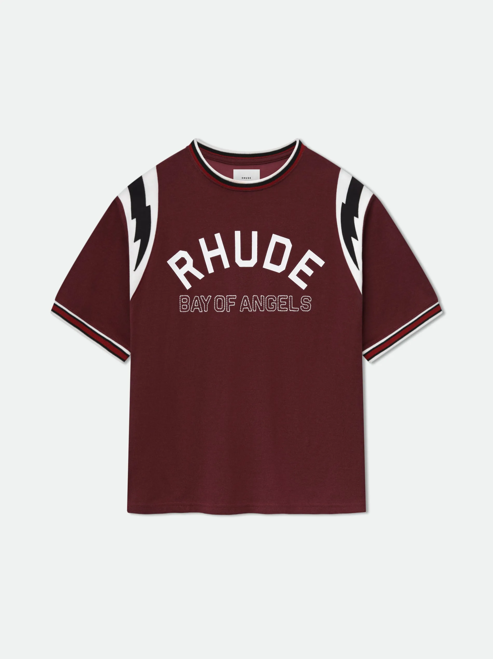 RHUDE LIGHTNING RINGER JERSEY TEE sold by Rhude