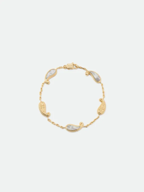 TEARS OF JOY BRACELET — 14k YELLOW GOLD/MOTHER OF PEARL sold by Rhude