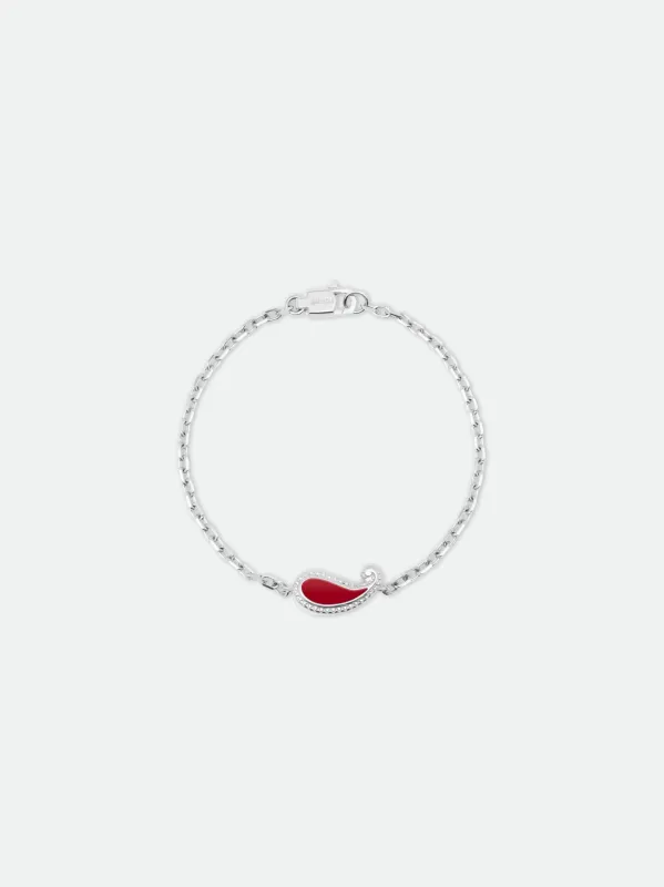 TEARS OF JOY SINGLE BRACELET — SILVER/CARNELIAN sold by Rhude
