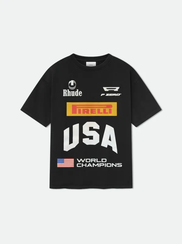 Rhude International Racing Logo Tee - Vintage Black | Parallel