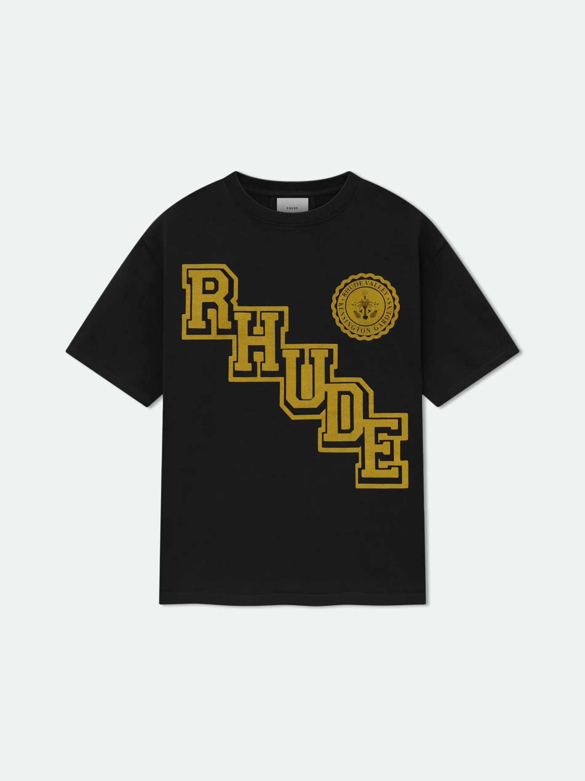 RHUDE COLLEGIATE CREST TEE sold by Rhude