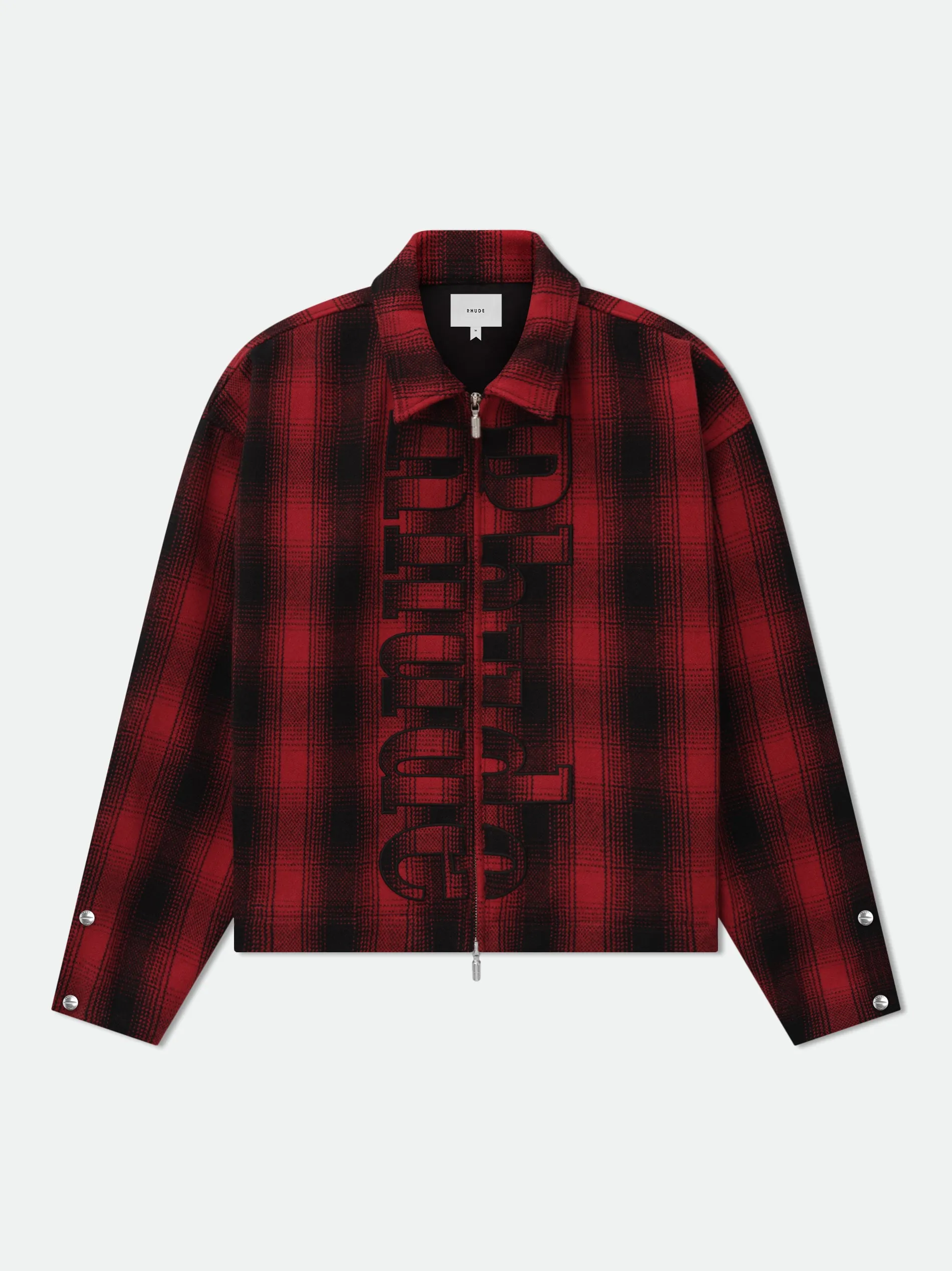 RHUDE LOGO FLANNEL WORK JACKET sold by Rhude