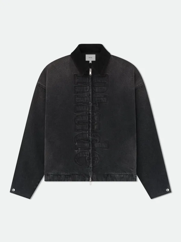 DENIM LOGO SUEDE COLLAR WORK JACKET sold by Rhude