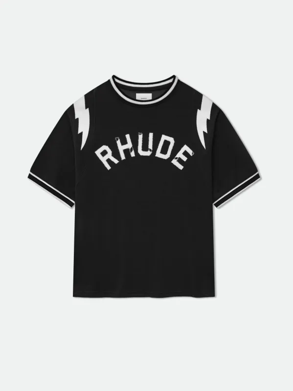RHUDE LIGHTNING RINGER JERSEY TEE sold by Rhude