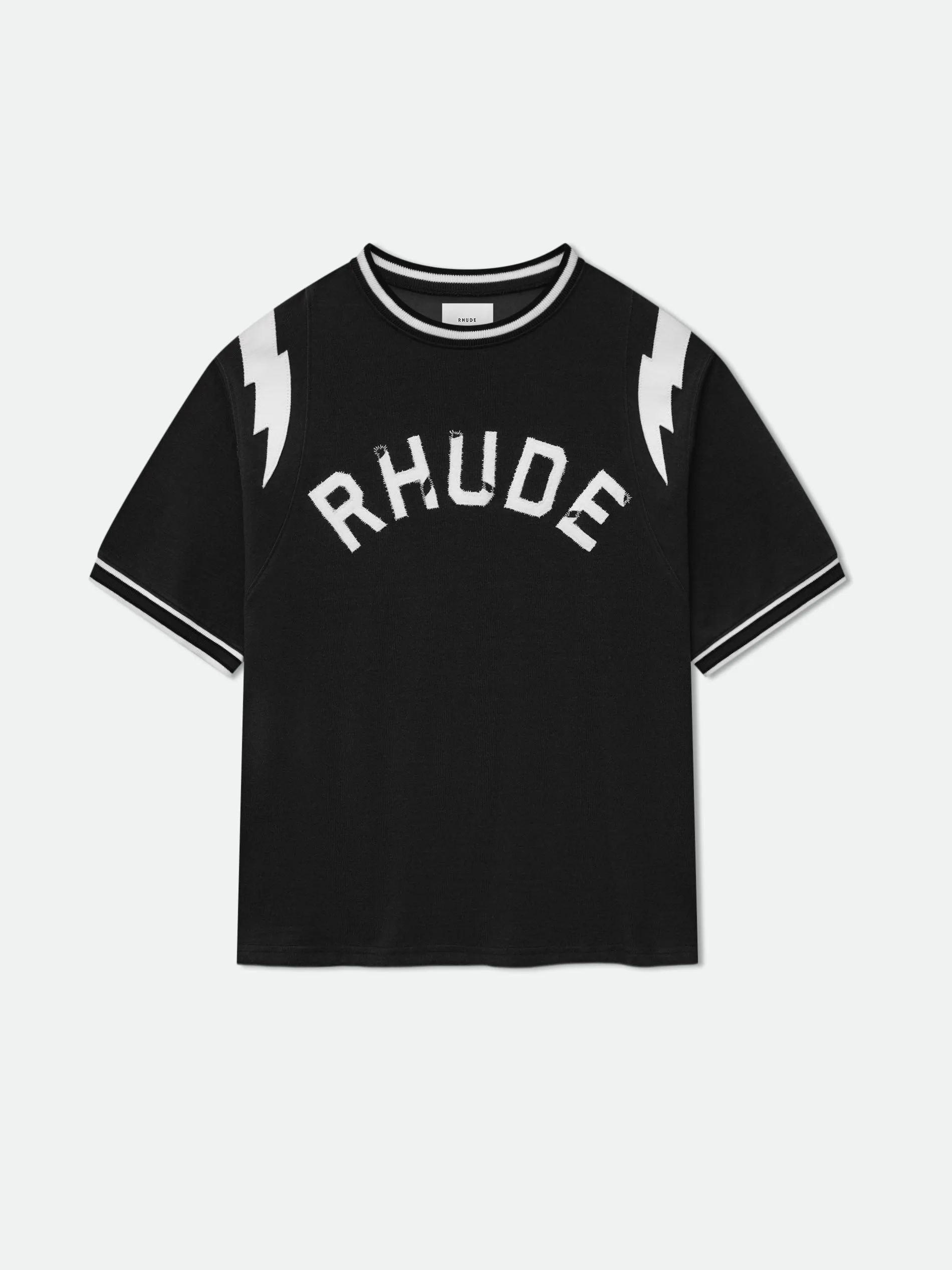 RHUDE LIGHTNING RINGER JERSEY TEE sold by Rhude