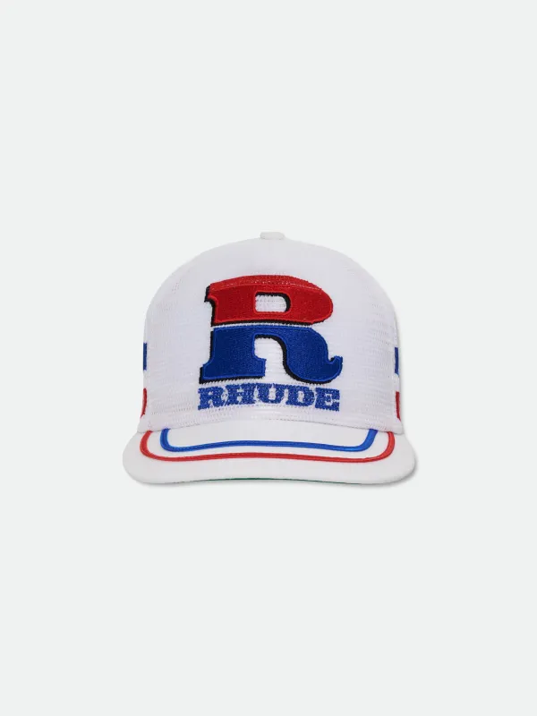 SPLIT PETROL LOGO MESH TRUCKER HAT made by Rhude