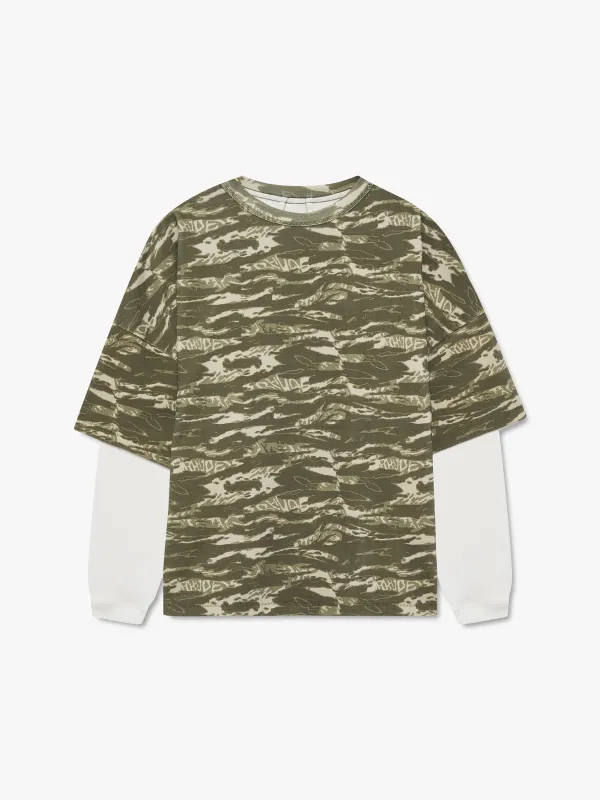 RHUDE TIGER CAMO DOUBLE-LAYERED TEE made by Rhude
