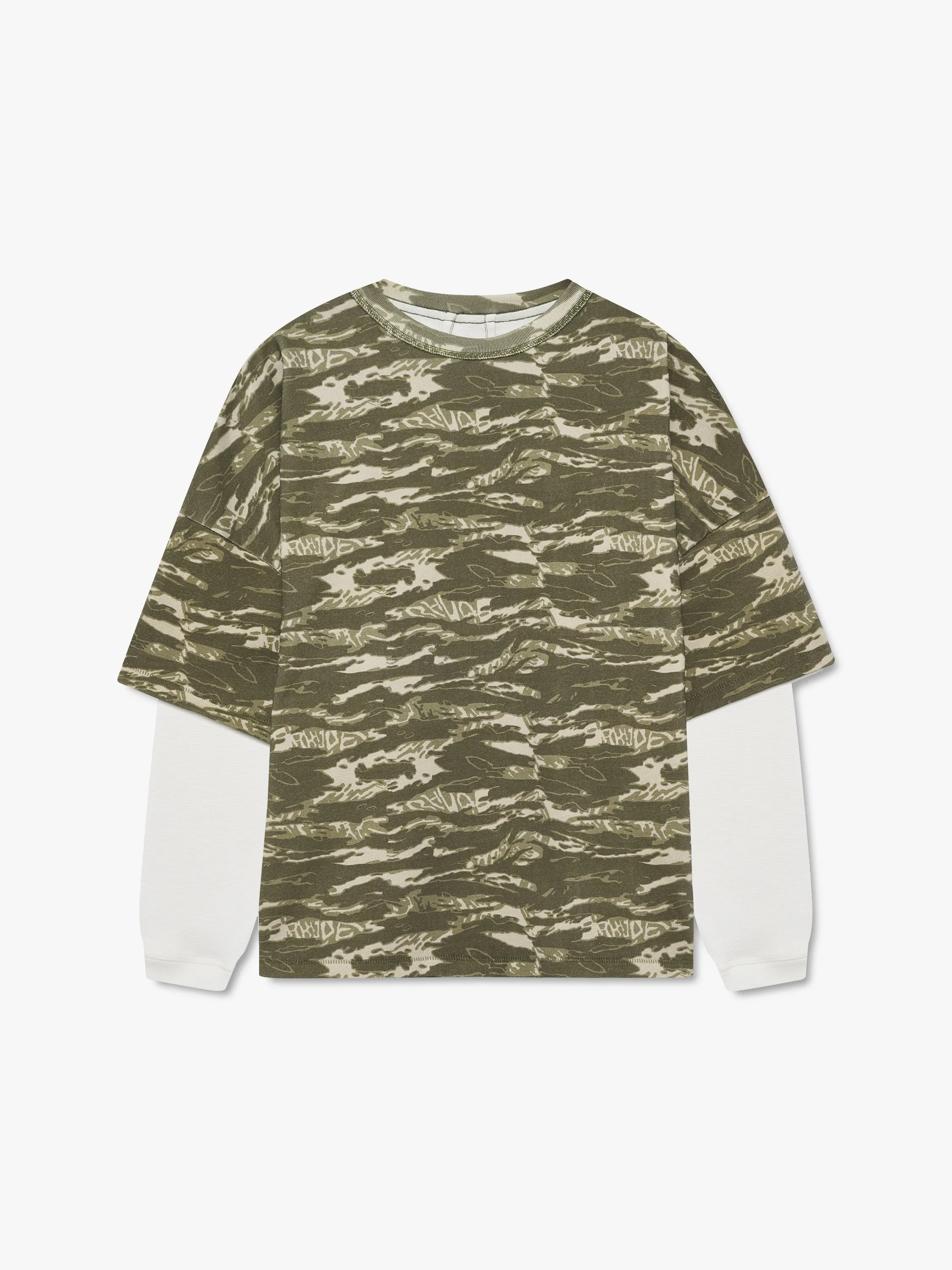 RHUDE TIGER CAMO DOUBLE-LAYERED TEE sold by Rhude