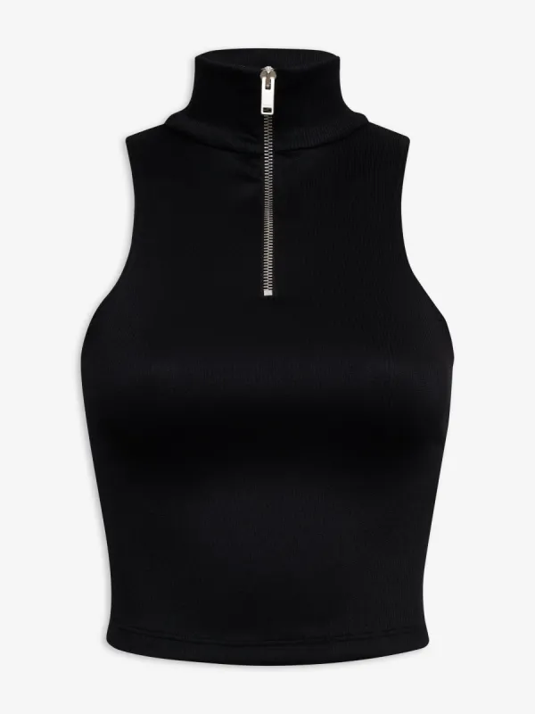 RIBBED KNIT TURTLE NECK ZIP TOP sold by Rhude