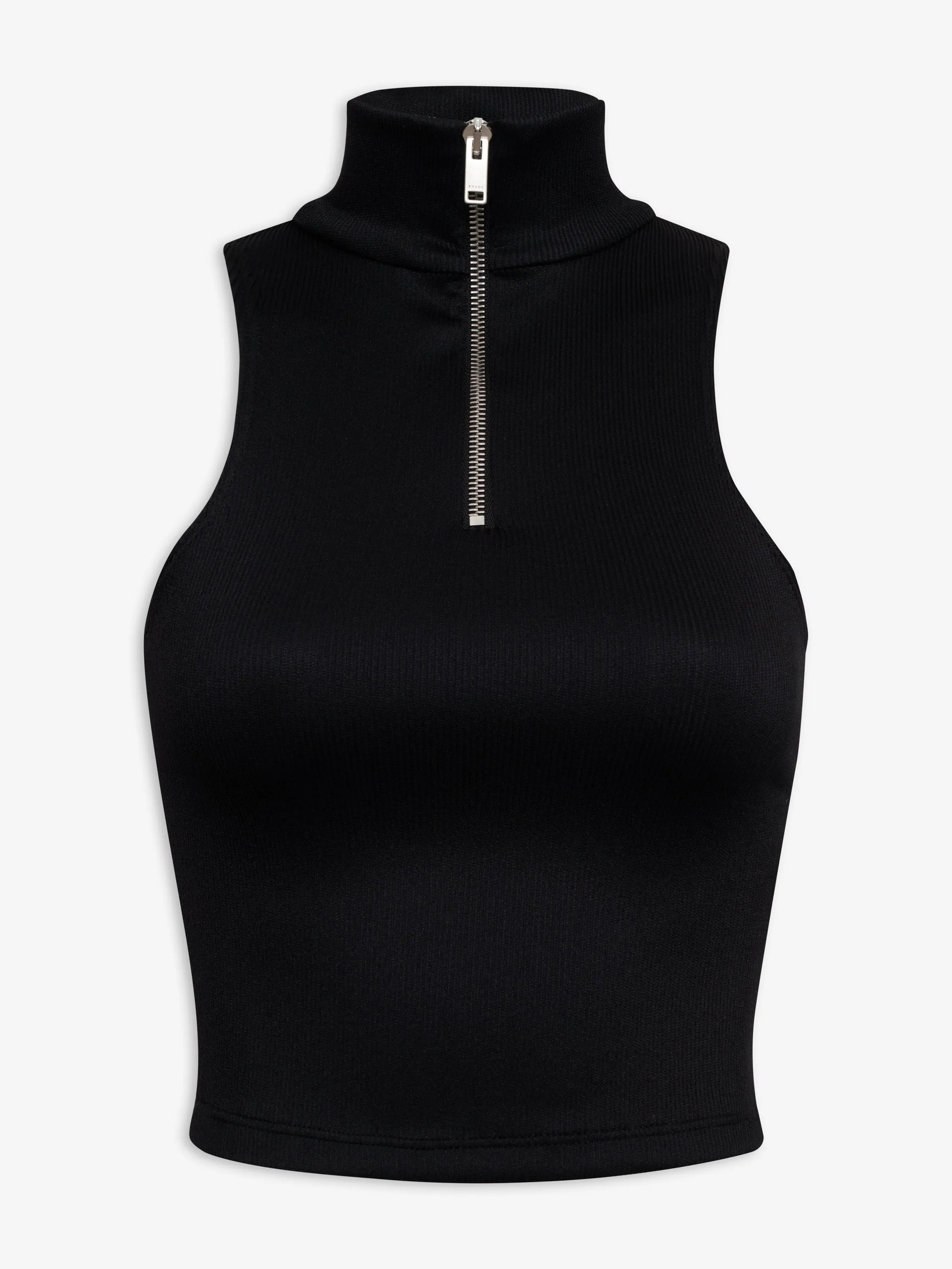RIBBED KNIT TURTLE NECK ZIP TOP sold by Rhude