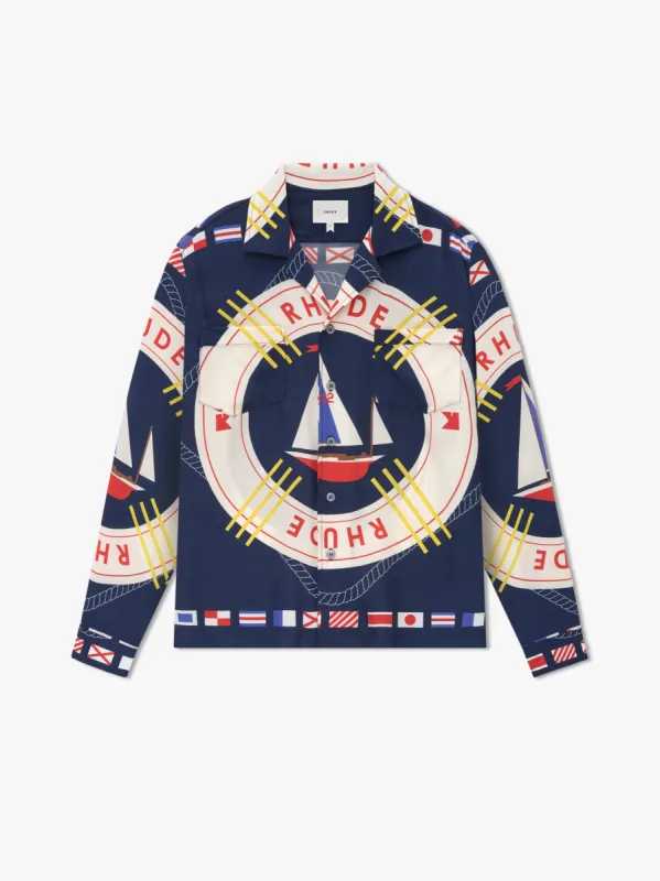 RHUDE FLAG SAIL LS SILK SHIRT sold by Rhude