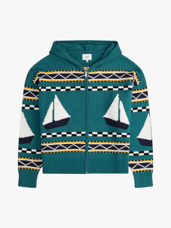 RHUDE BATEAU KNIT ZIP UP HOODIE sold by Rhude