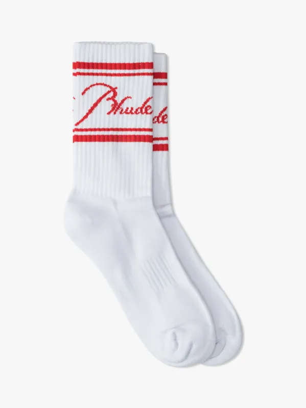 RHUDE SCRIPT LOGO SOCK sold by Rhude