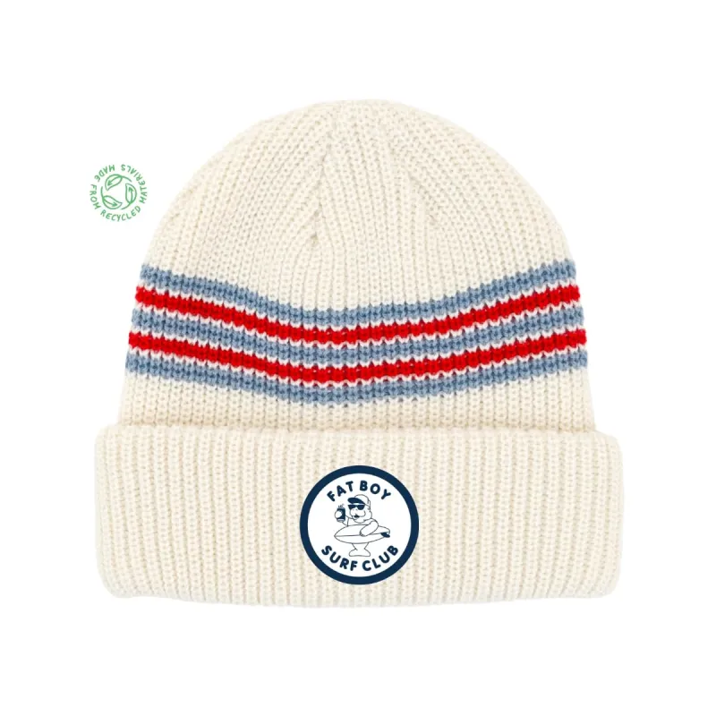 Cream Scarlett Pale Blue Striped Beanie sold by Fat Boy Surf Club
