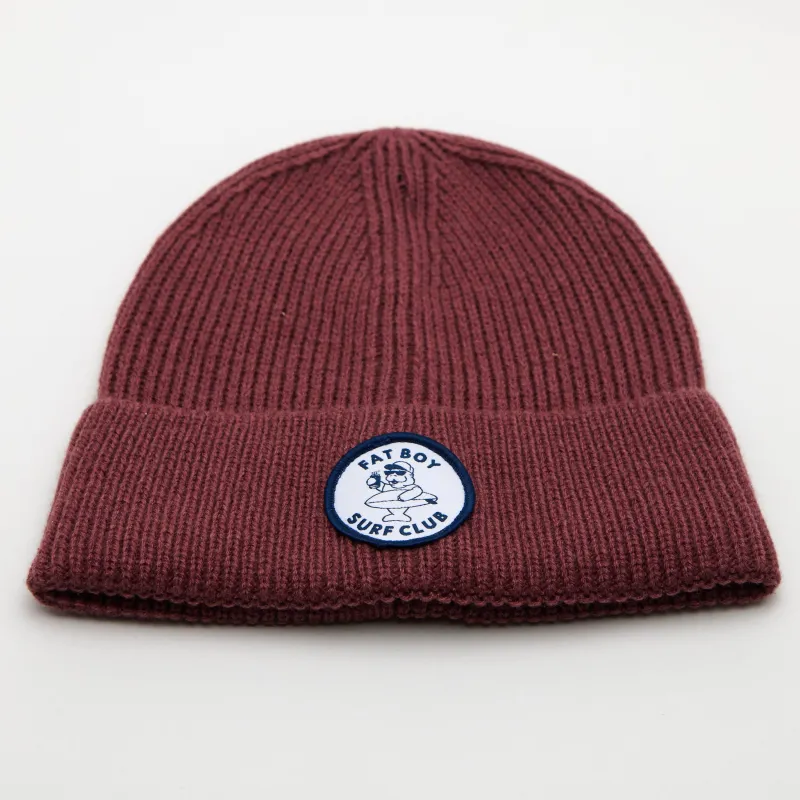 Circular Ribbed Beanie - Wine made by Fat Boy Surf Club