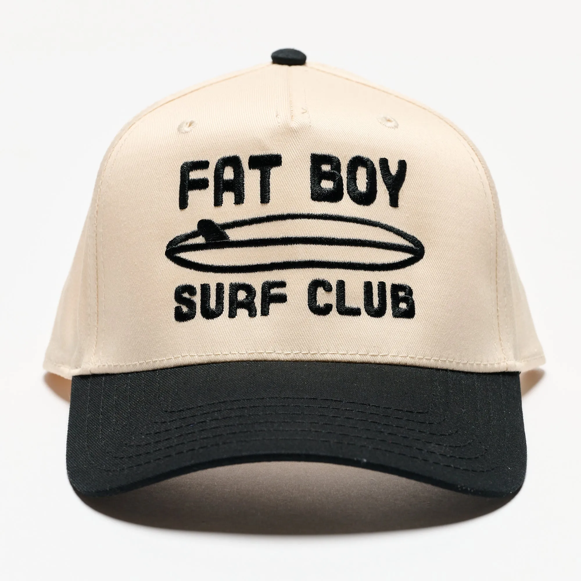 The Nose Rider Embroidered Hat - Black & Natural sold by Fat Boy Surf Club