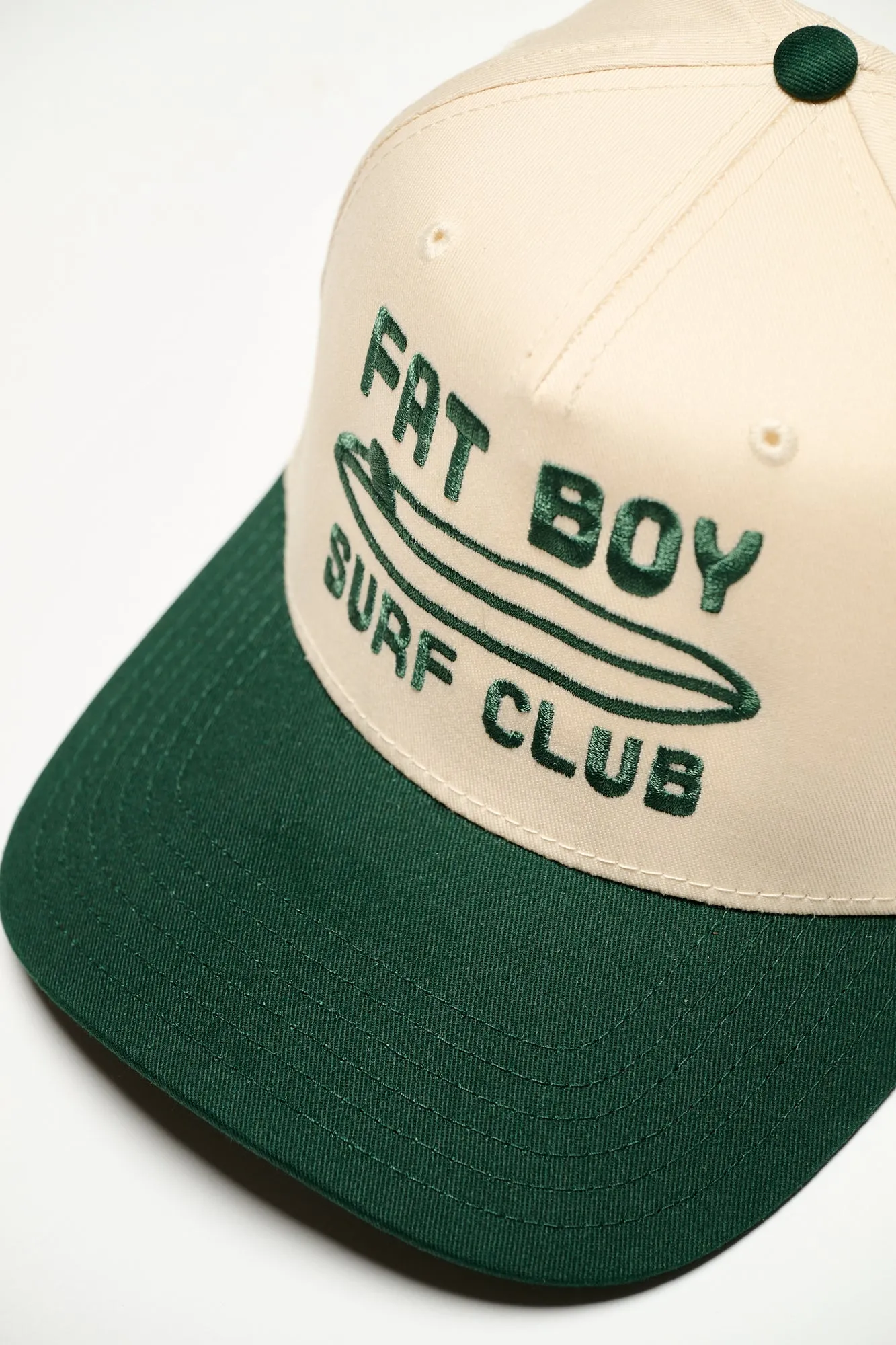 The Nose Rider Embroidered Hat - Dk Green & Natural sold by Fat Boy Surf Club product image thumbnail 2