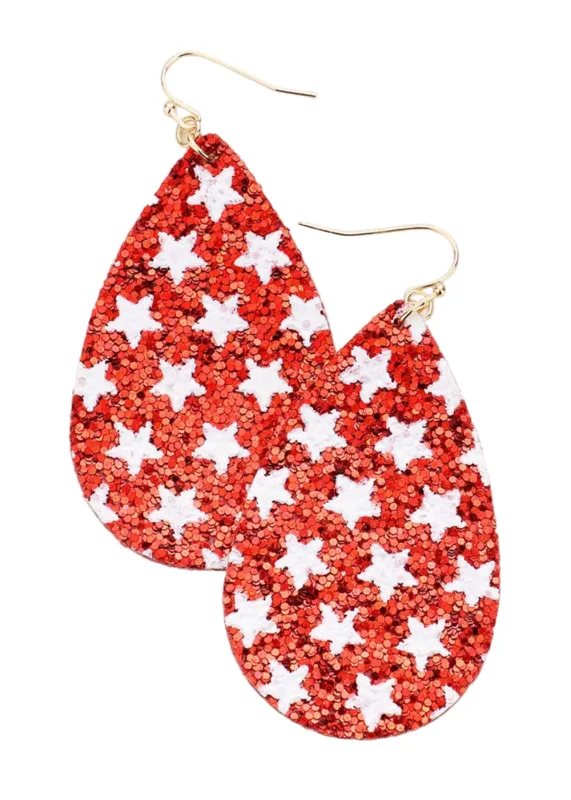 Red Glitter Star Earrings made by Pretty Attitude