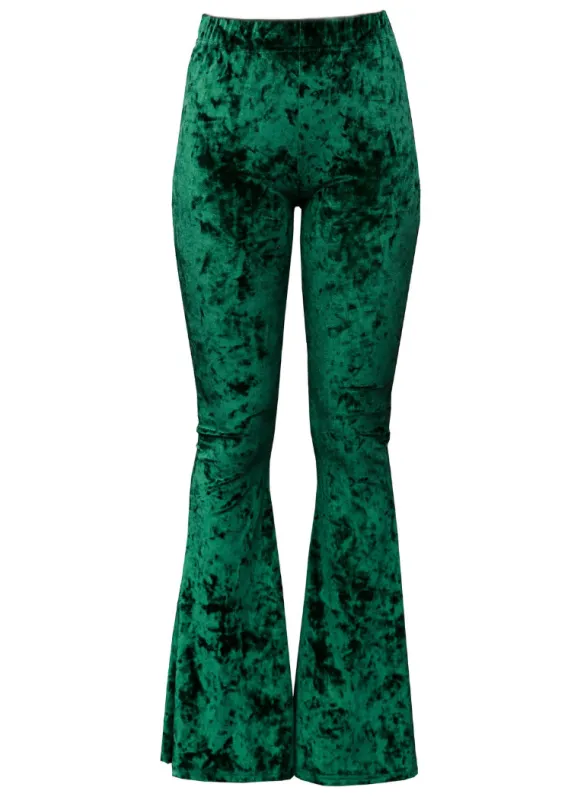 Crushed Green Velvet Bell Bottom Pants sold by Pretty Attitude