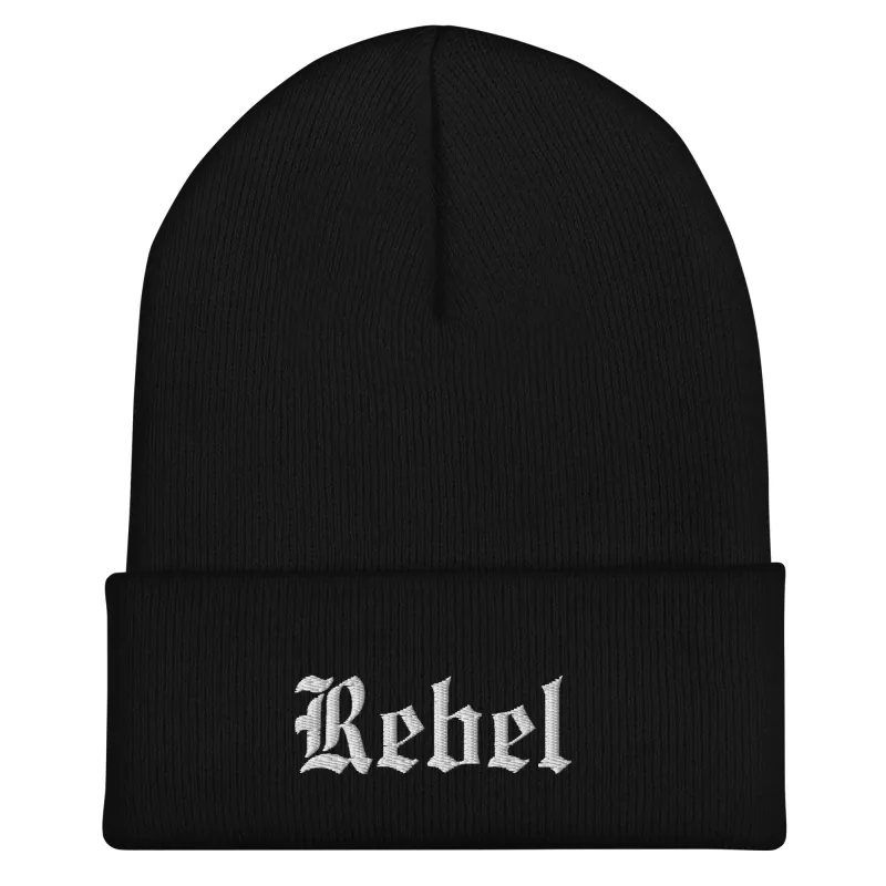 Cuffed Embroidered Rebel Beanie sold by Pretty Attitude
