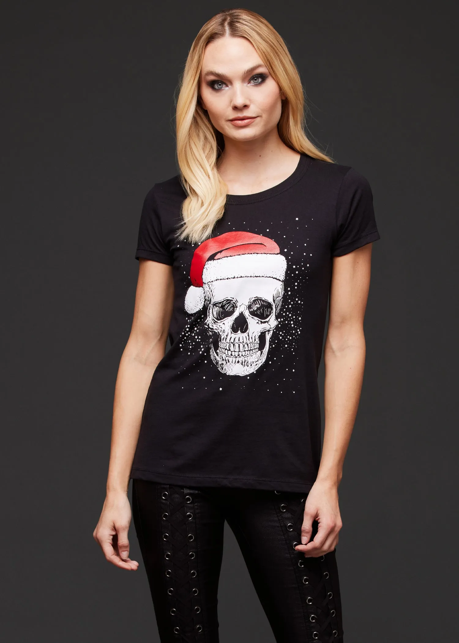 Skeleton Santa Ugly Christmas Sweater Graphic Tee sold by Pretty Attitude