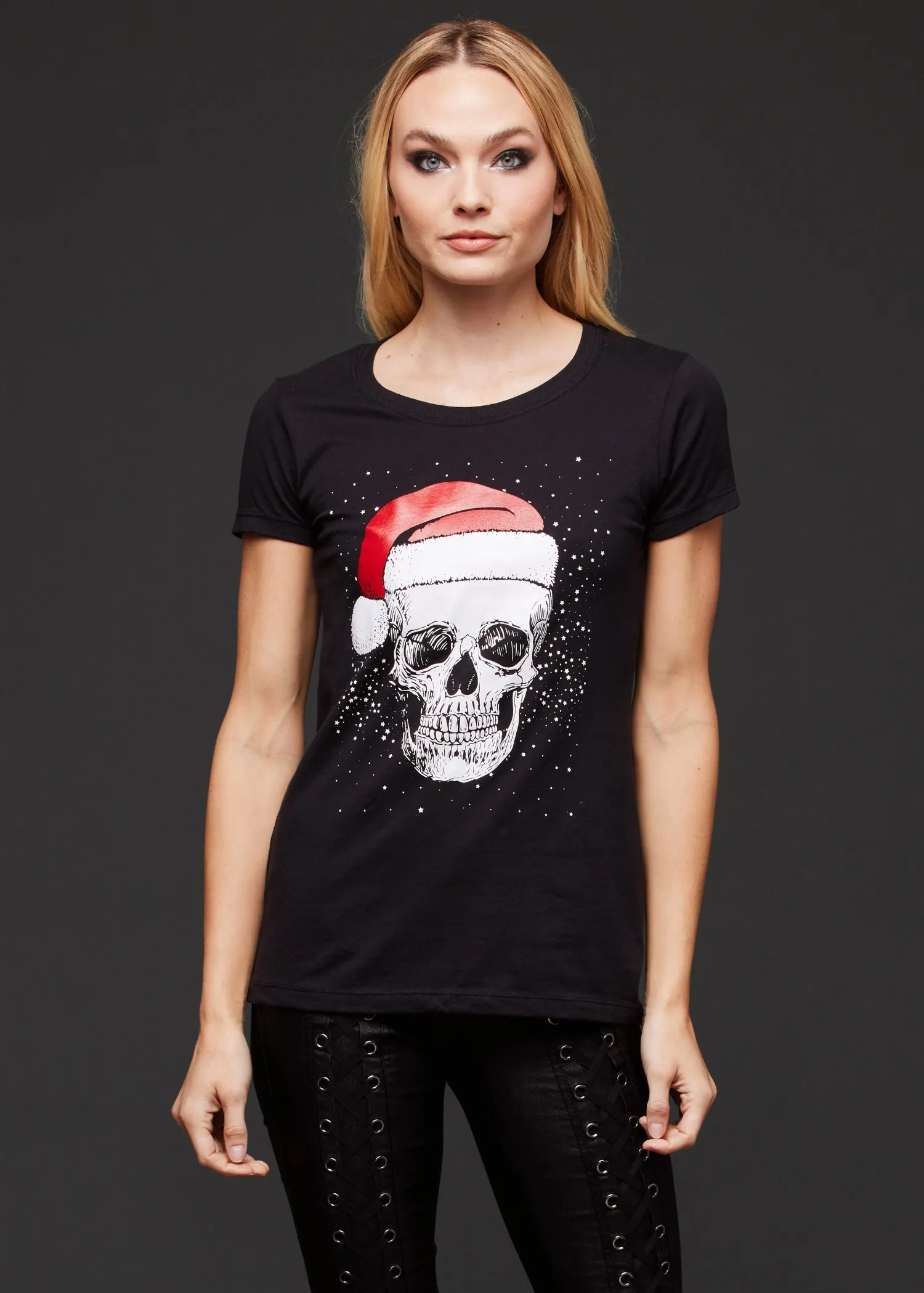 Skeleton Santa Ugly Christmas Sweater Graphic Tee sold by Pretty Attitude product image thumbnail 2