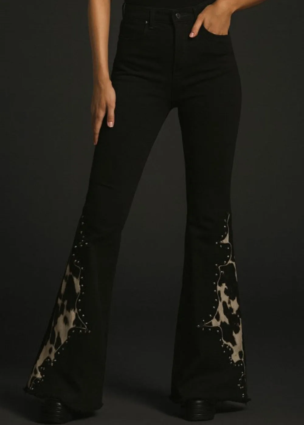 Wild West Studded Cowhide Bell Bottoms sold by Pretty Attitude