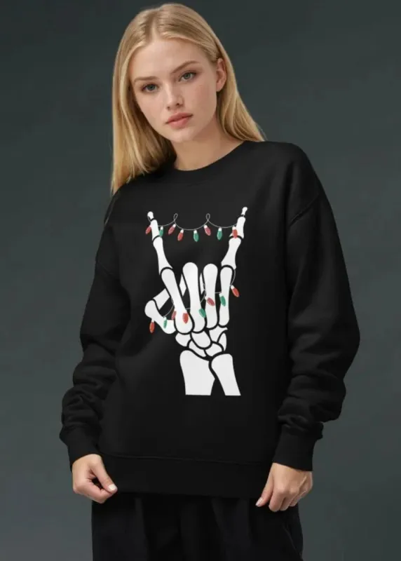 Metal Horns Skeleton Christmas Sweater sold by Pretty Attitude